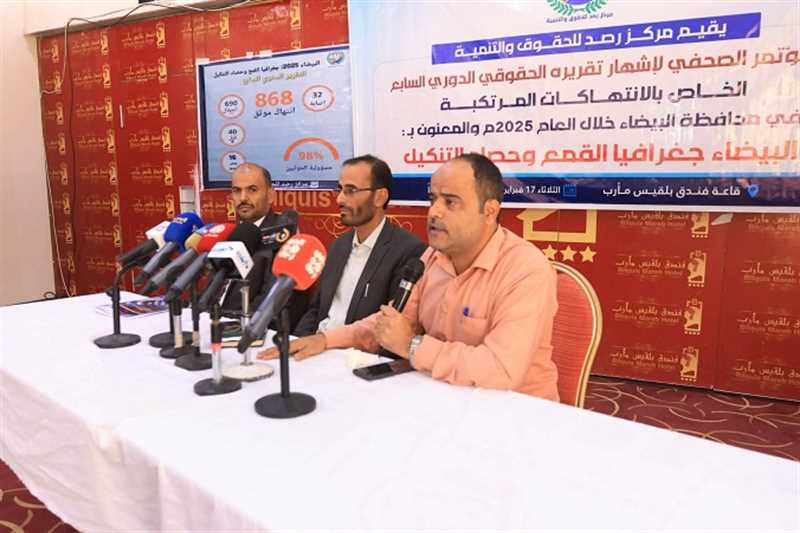 البيضاء.. توثيق 868 انتهاكاً جسيماً في العام الماضي ارتكب غالبيتها الحوثيون