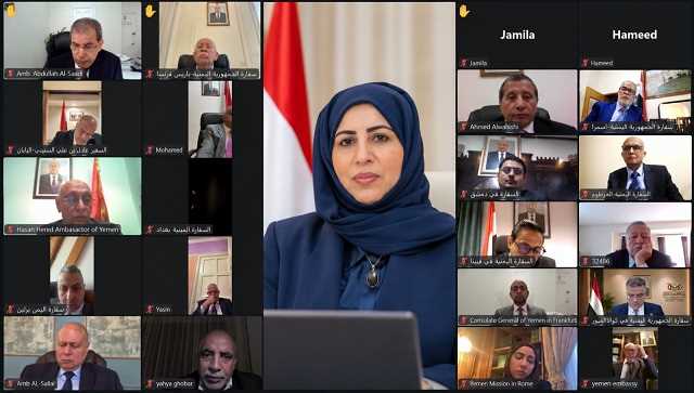 وزيرة الخارجية تدعو إلى تكثيف التحرك الدبلوماسي وحشد الدعم الدولي للدولة ومؤسساتها