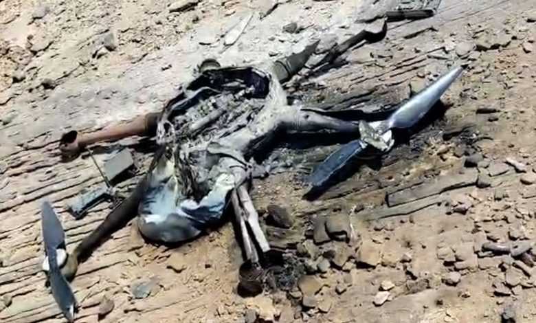 القوات الحكومية تُسقط طائرة مسيرة حوثية في تعز وصعدة